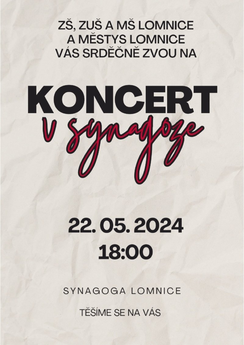 Pozvánka na koncert v synagoze