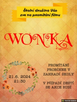 Pozvánka na promítání filmu Wonka