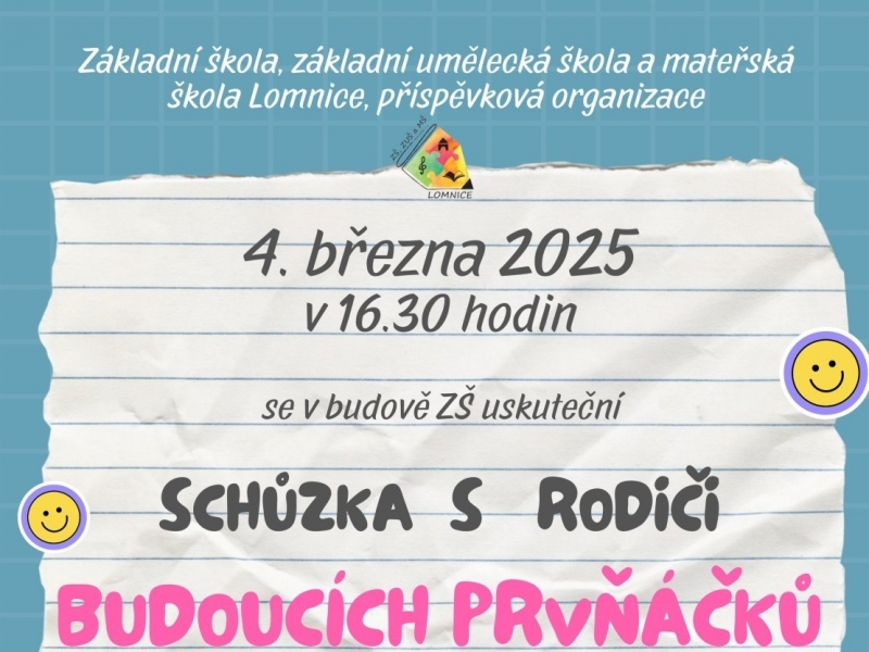 Schůzka s rodiči budoucích prvňáčků