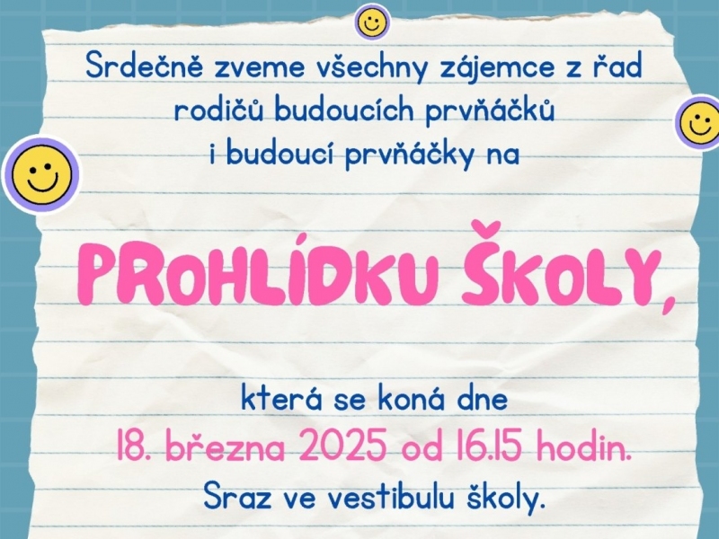 Pozvánka na prohlídku školy