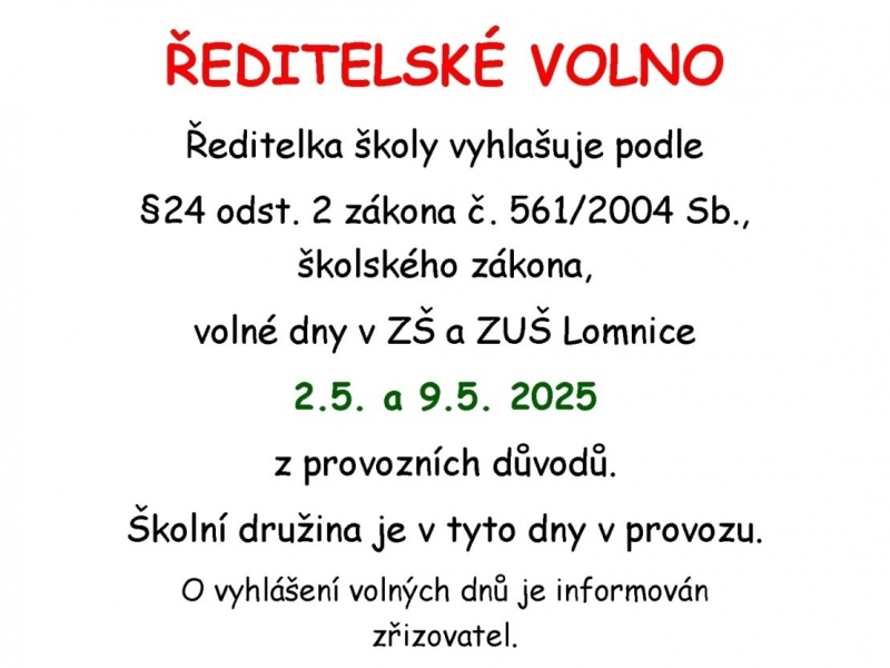 Ředitelské volno