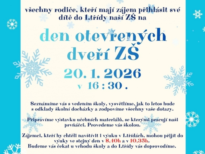 Den otevřených dveří pro rodiče budoucích prvňáčků