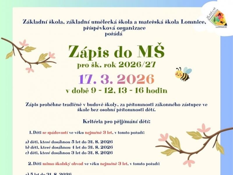Zápis do MŠ