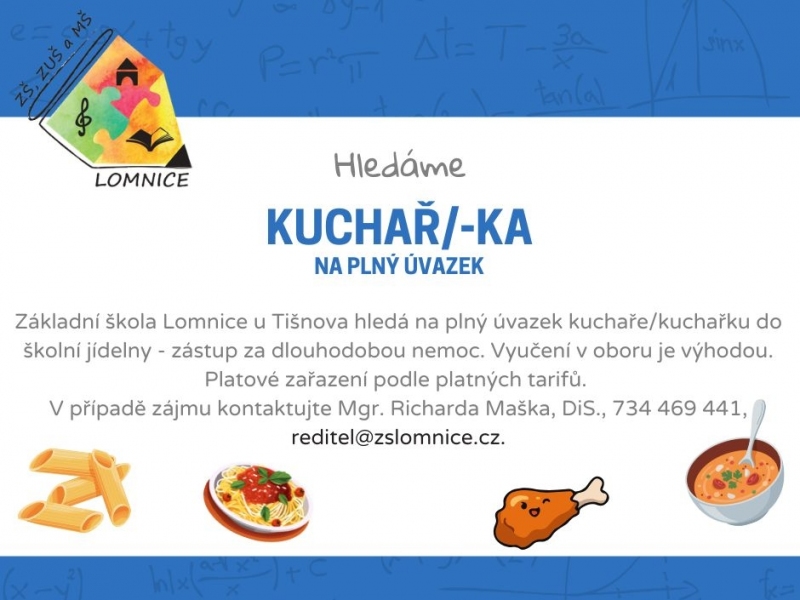 Hledáme kuchaře/kuchařku na plný úvazek