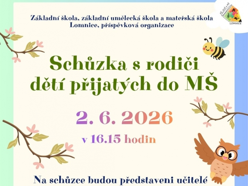 Schůzka s rodiči přijatých do MŠ