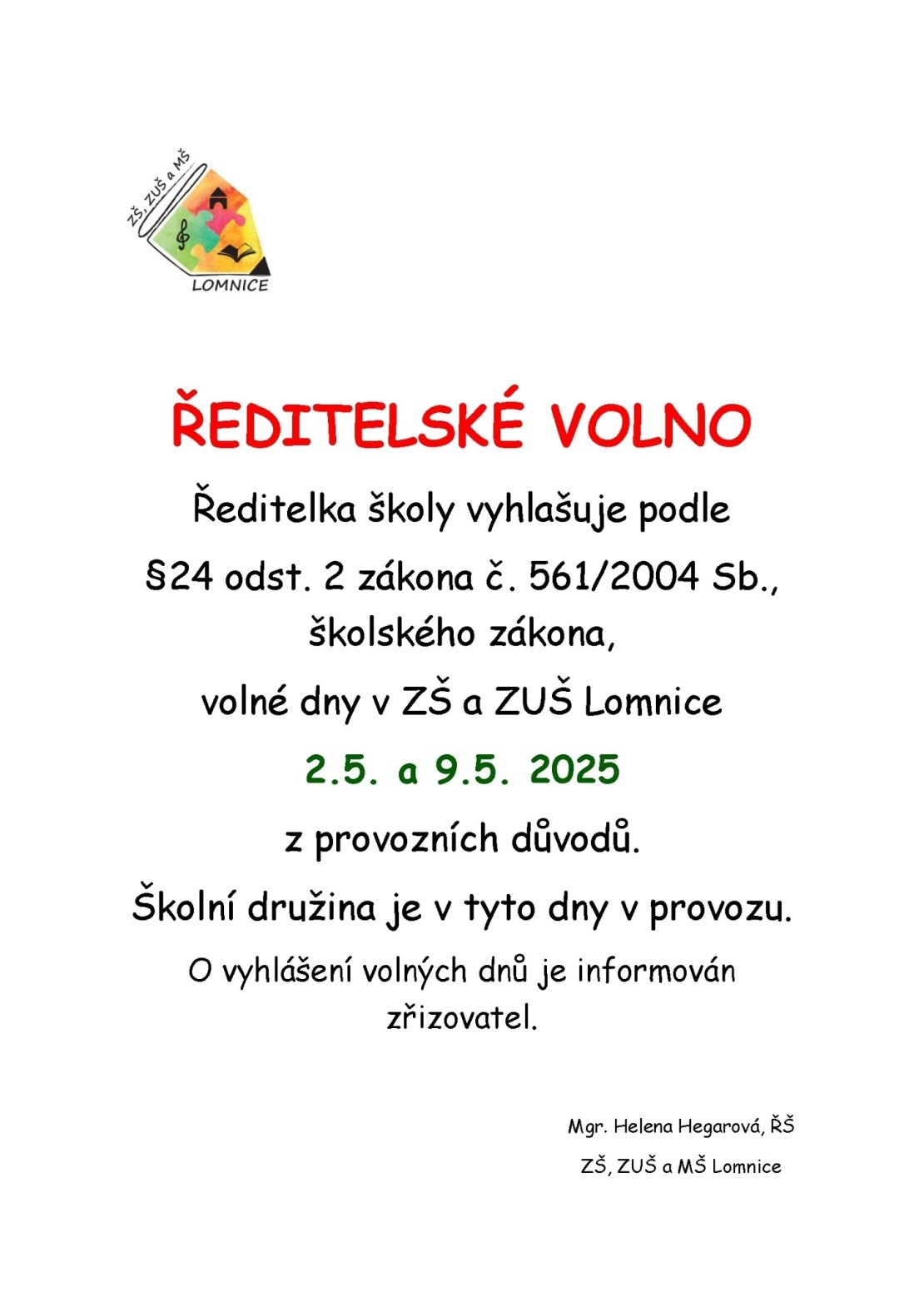 Ředitelské volno