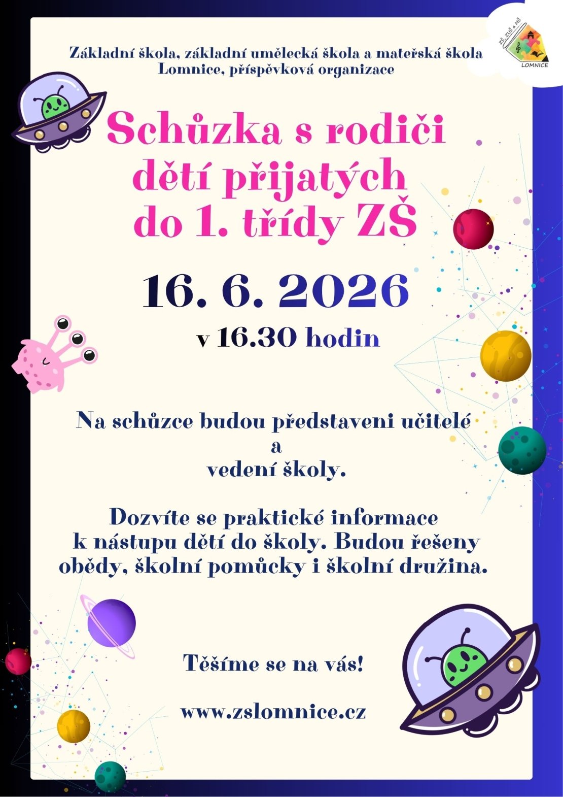 Schůzka s rodiči dětí přijatých do první třídy