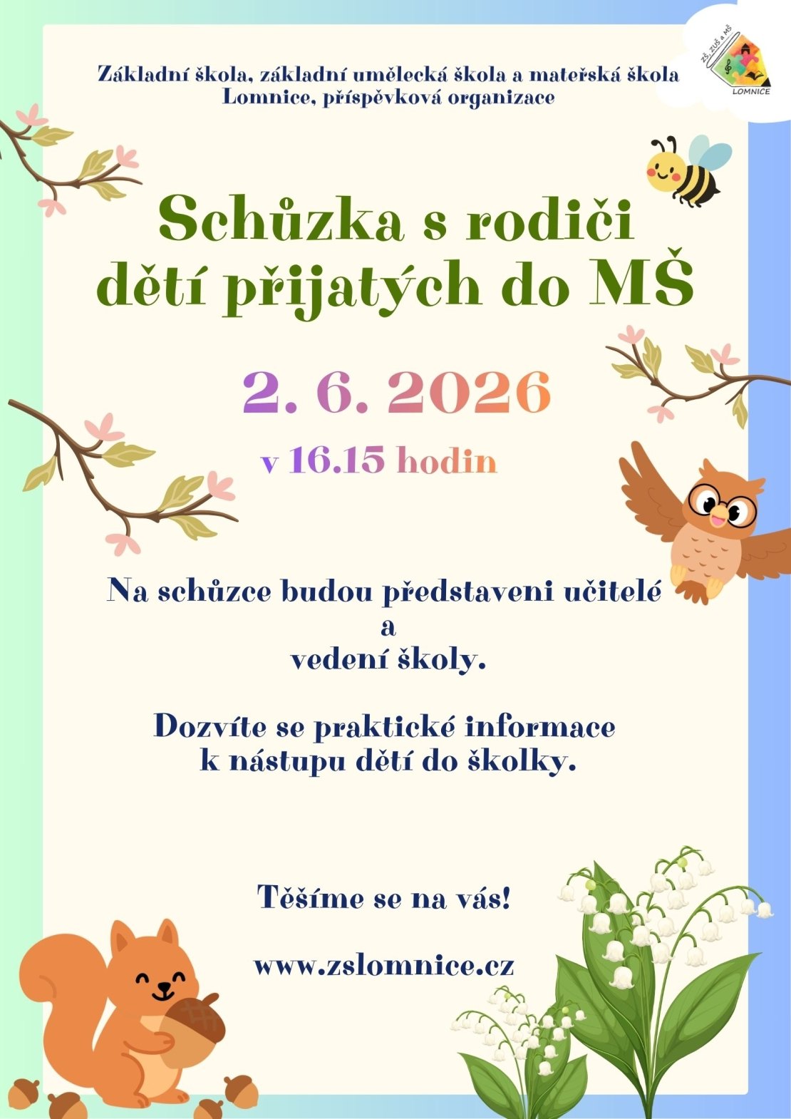 Schůzka s rodiči přijatých do MŠ